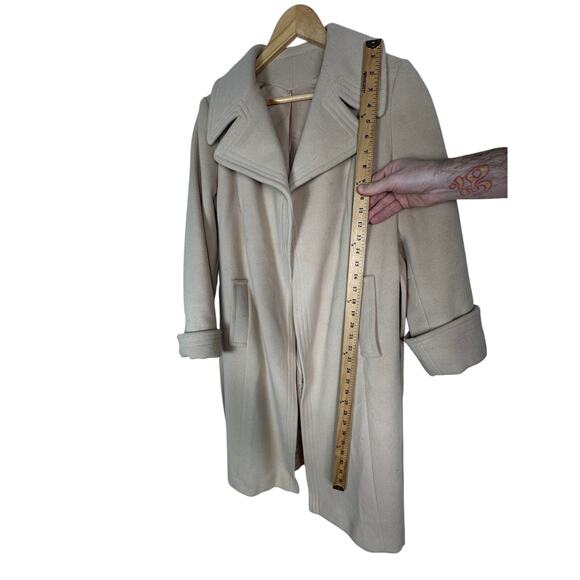 Vintage Neiman Marcus 1970s CASHMERE Wrap Trench Coat 4 Oversize Wide Lapel Tan - Picture 7 of 7